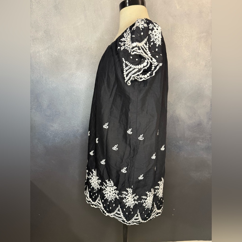 One Clothing Black Embroidered Peasant Dress - Size Medium - Picture 6 of 7